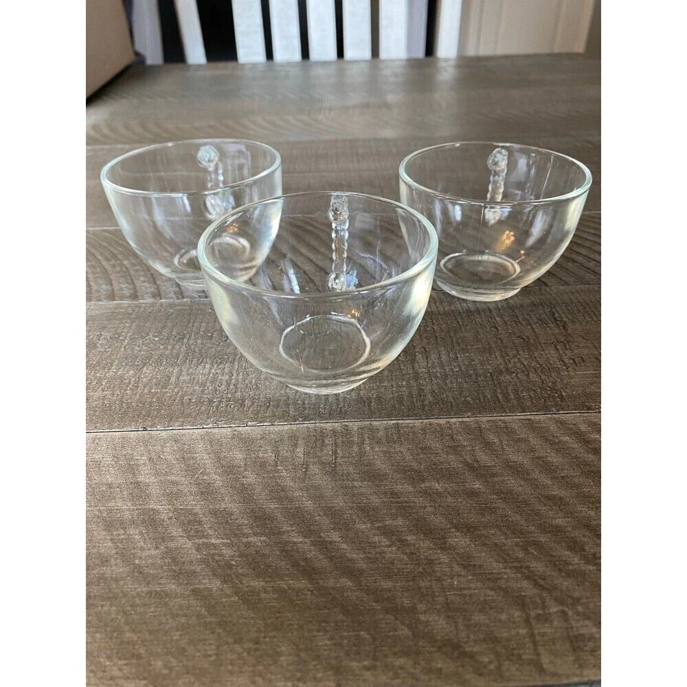 Glass punch cups with rope handles set of 3